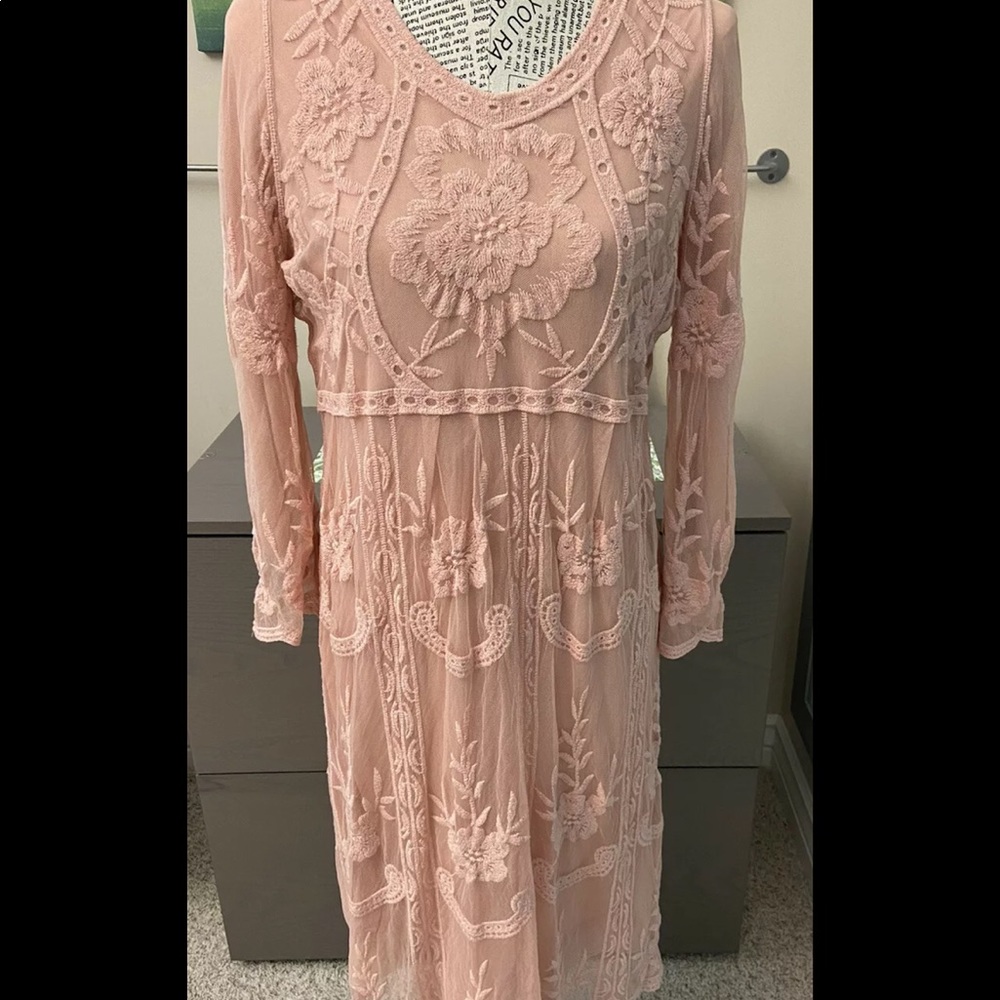 Modest blush pink dress bridesmaid
